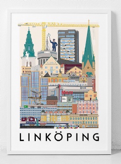 Posterklubben Linköping 50 x 70 cm Illustraton av David Einar