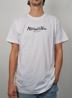 Mitchell and Ness Pinscript print tee White
