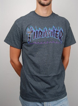 Thrasher Flame tee Dk heather