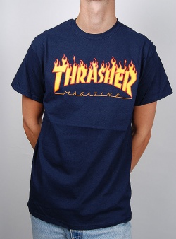 Thrasher Flame tee Navy