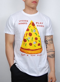 Dedicated Work hard pizza tee White