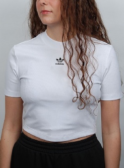 Adidas Originals Ribbed crop tee White