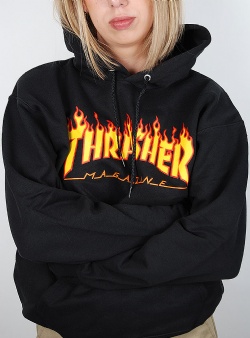 Thrasher Flame hood Black