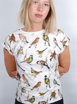 Dedicated Autumn birds Visby tee Whisper white