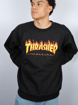 Thrasher Flame crew Black
