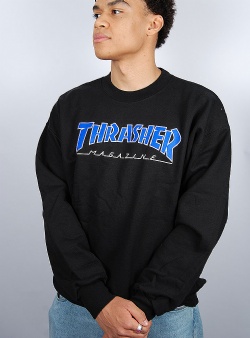 Thrasher Outlined logo crew Black blue