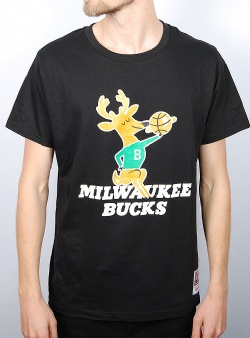 Mitchell and Ness Bucks team logo tee Black