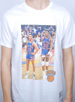 Mitchell and Ness Knicks player photo tee White