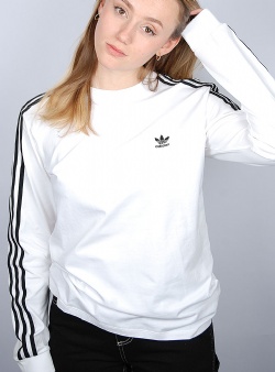 Adidas Originals 3 stripes ls tee w White black white ringer
