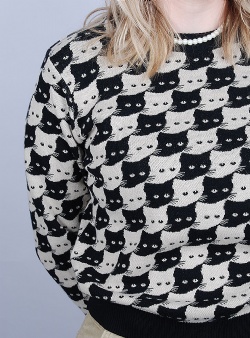 Dedicated Arendal pepita cats sweater Oat white