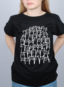 Dedicated Cat crowd Visby tee Black