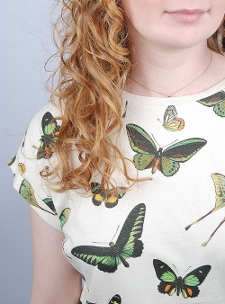 Dedicated Butterfly Visby tee Oat white