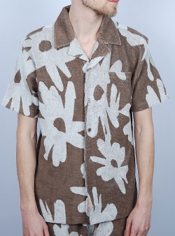 Revolution Terry flower cuban shirt Brown