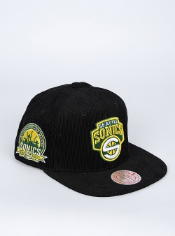 Mitchell and Ness Supersonics cord snapback Black