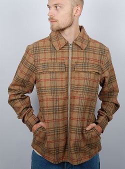 Revolution Lined overshirt w zipper Lightbrown