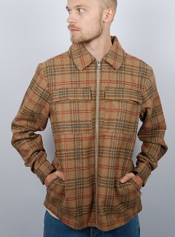 Revolution Lined overshirt w zipper Lightbrown check