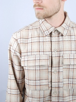 Revolution Utility overshirt Off white brown check