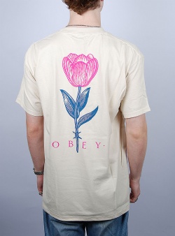 Obey Barbwire flower tee Cream