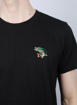 Dedicated Pike fish emb tee Black