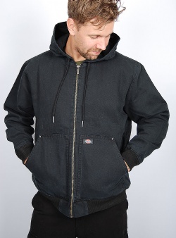 Dickies Hooded sherpa lined duck canvas jacket Stonewash black