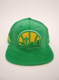 Mitchell and Ness Supersonics all directions cord snapback Green