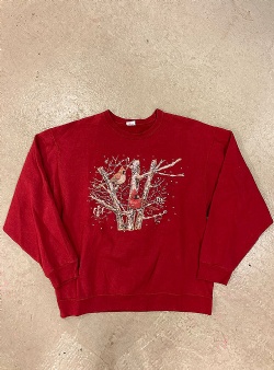 Sportif Vintage Winter birds sweater XL, Red