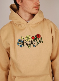 Butter Goods Floral embroidered hood Tan