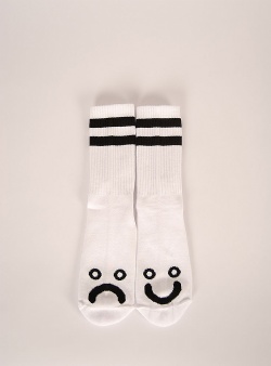 Polar Skate Company Rib socks happy sad White
