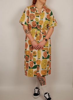 Dedicated Orrefors shirt dress dandelions Oat white