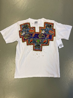 Sportif Vintage Tropical fish tee med axelvaddar Onesize, White