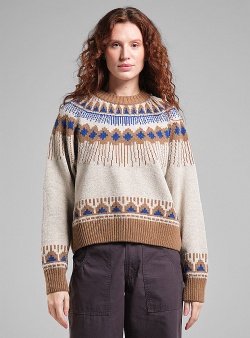 Dedicated Senja fair isle knit sweater Pearl white