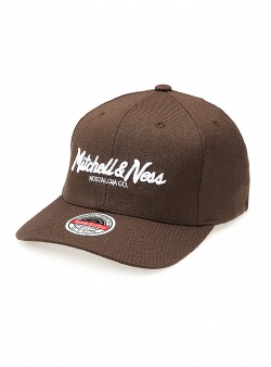 Mitchell and Ness Pinscript classic red snapback Brown white