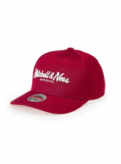 Mitchell and Ness Pinscript classic red snapback Burgundy white
