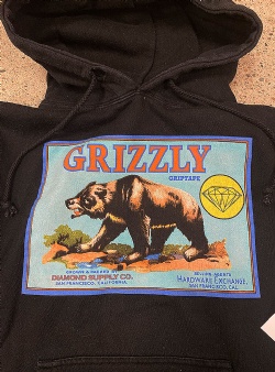 Sportif Vintage Diamond Supply Co Grizzly griptape hood S?, Black