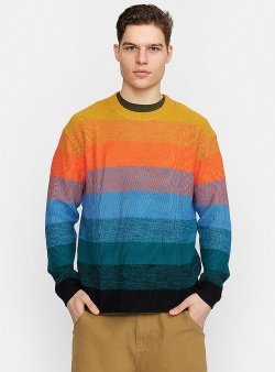 Revolution Striped pearl knit sweater Orange