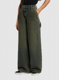 Dickies Loose denim carpenter pant w Green tone fade