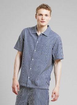Dedicated Brantevik work stripe shirt Blue