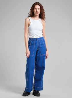 Dedicated Vara canvas workwear pants Surf blue