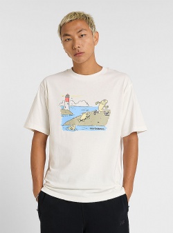 New Balance Athletics running fish tee Sea salt