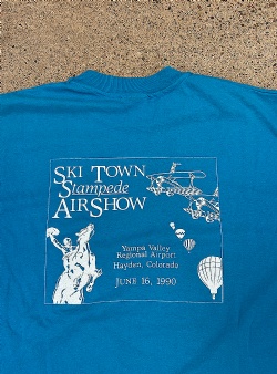 Sportif Vintage Ski town Stampede air show tee XL, Turquoise