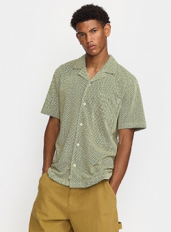 Revolution Jacquard short sleeved cuban shirt Green