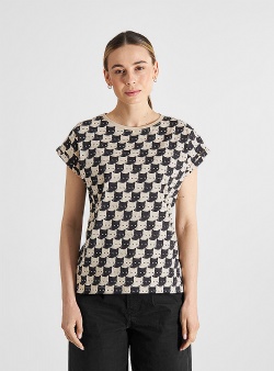 Dedicated Pepita cat Visby tee Oat white