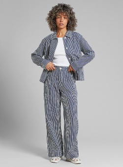 Dedicated Vara workwear pants work stripe Blue