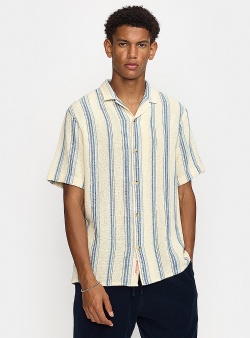 Revolution Structured short sleeve cuban shirt Blue
