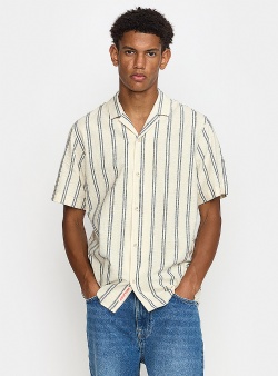 Revolution Linen short sleeved cuban shirt Navy