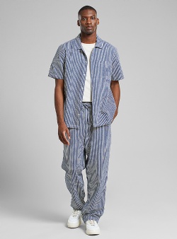 Dedicated Klitmoeller pants work stripe Blue