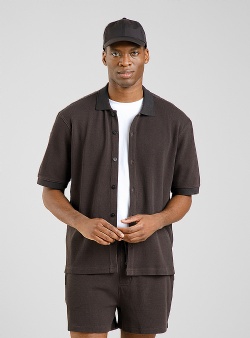 Dedicated Falkvik shirt waffle Phantom black