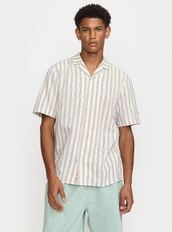 Revolution Stitch short sleeved cuban shirt Blue