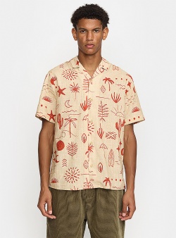 Revolution Cactus short sleeved cuban shirt Red