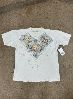 Sportif Vintage Sparkly flowers tee Onesize, White